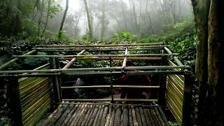 Solo camping -Alone Bangun Shelter Di Hutan yang nyaman untuk Bermalam