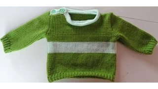 0- 3 MONTHS SWEATER WITH BUTTON HOLE SHOULDER OPENING LK150 KNITTING MACHINE