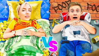 Rich vs Poor vs Very Rich Couple! Survive 24 Hours of Games Poor Boy vs Rich Girl!