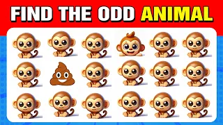 66 puzzles for GENIUS | Find the ODD One Out - Animal Edition 🦁🐒 Animal Emoji Quiz