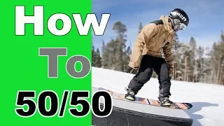 How To 50:50 A Box or Rail On A Snowboard!!