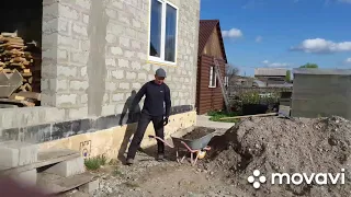 Пристрой фундамента гаража к фундаменту дома.