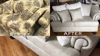 HOW TO REUPHOLSTER A COUCH /SOFA Part 1 - LifeWithQueenii