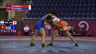 1/2 GR - 55 kg: S. SANDEEP (IND) v. Y. SHIOTANI (JPN)