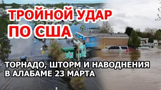 Тройной удар по США: во время шторма Алабаму накрыло торнадо, следом дождь и наводнение | 23 марта