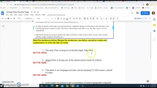 Writing Titles Practice Page