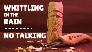 Wood Carving in a Thunder Storm - No Talking