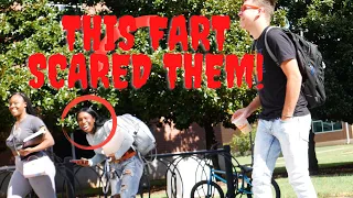 THEY RAN AWAY SO FAST! FART PRANK! SHE JUMPS!