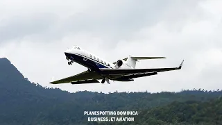 PLANESPOTTING Dominica || Gulfstream G450 - Challenger 604 Action | ISLAND AVIATION