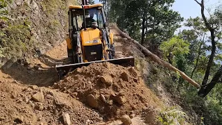 Mountain Road Dirt Clearing with JCB Backhoe