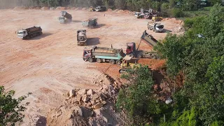 Mighty Machines Equipment Push Huge Stone , LandFill Forestry & SCANIA dump truck Deliver Big Stone