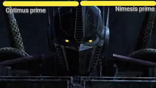 Optimus prime Vs Nimesis prime With Healthbars|| (Transformers prime)