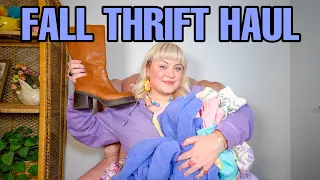 EPIC Fall Thrift Haul + HUGE Vintage Try On Thrift Haul