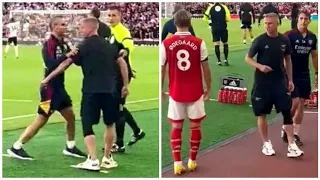 Oleksandr Zinchenko arguing with referee in Arsenal win over Fulham