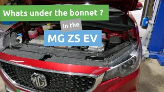 Whats under the bonnet in a MG ZS EV ? And also looking underneath.