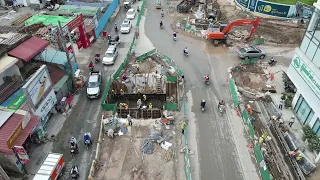 Construction of Russey Keo flyover in progress,Phnom penh Cambodia