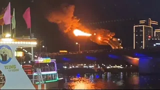 Da Nang Vietnam fire breathing dragon bridge!