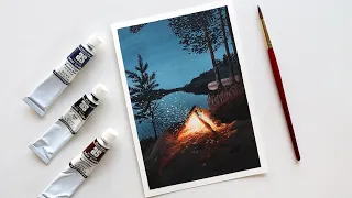 How to Paint a Campfire | Gouache Tutorial