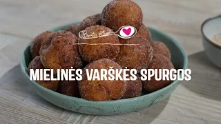 Mielinės varškės spurgos apvoliotos cinamoniniame cukruje