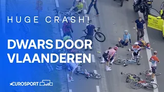 💥 HUGE CRASH in Dwars door Vlaanderen wipes out Wout van Aert, Mads Pedersen and Biniam Girmay 🤕