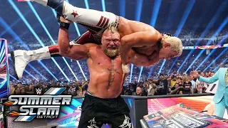 Brock Lesnar hits Cody Rhodes with an F-5 through the announce table: SummerSlam 2023 Highlights