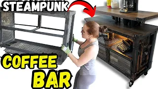 WE BUILD A STEAMPUNK INDUSTRIAL COFFEE BAR // DIY // HOW TO