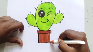 How to draw a Cactus Plant - Coloring for Kids & Toddlers | Art, Draw, Paint Happy Kids Colors