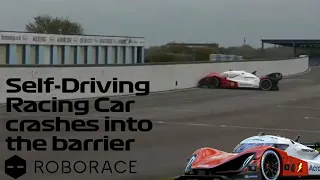 Roborace Self-Driving race car drives itself straight into the Wall