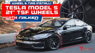 Model S Plaid gets TSF Forged 21" Wheels, Titanium Lugs & Falken Tires 🚀 Upgraded Aggressive Stance