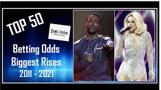 TOP 50 | Biggest Rises | Betting Odds vs. Results | Eurovision 2011 - 2021 Grand Finals