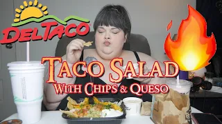 Del Taco Taco Salad with Chips and Queso Mukbang