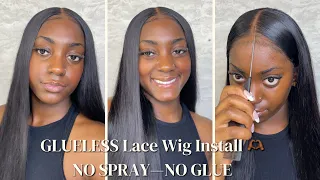 GLUELESS LACE WIG INSTALL *no spray/no glue* WEAR AND GO 🫶🏾 ft. Unice Hair ❤️