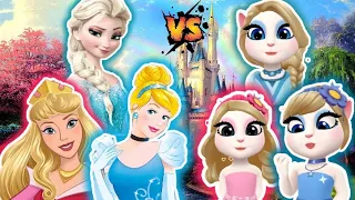 Talking Angela vs Elsa vs Aurora vs Cinderella: The Spectacular Royal Rivalry!