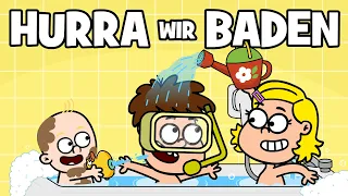 ♪ ♪ Kinder Badelied | Hurra wir baden - Hurra Kinderlieder - Badezeit | Familien Badetag