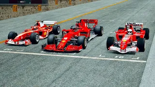 Ferrari F1 2020 vs Ferrari F1 2004 vs Ferrari F1 2002 at Nordschleife