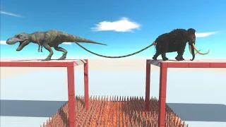 Carnivorous Dinosaurs and Mammal Animals Battle in Tug of war - Animal Revolt Battle Simulator