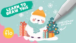 You Can Draw This Cute Christmas Bear in PROCREATE - Step by Step Procreate Tutorial