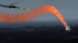 MiG-29 y helicópteros de ataque derribados por misiles C-Ram y AA - Simulación militar - ArmA3