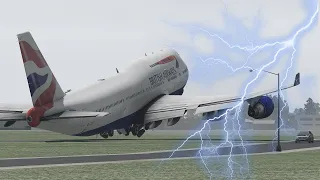 B747 Pilot Made A Terrible Landing During A Storm [XP11]