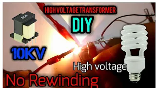 How to make High voltage transformer from CFL lamp 1kv | DIY Transformer 1000V flyback