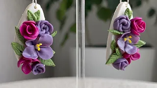 #12 How to make floral polymer clay earrings tutorial/diy flowers polymer clay earrings