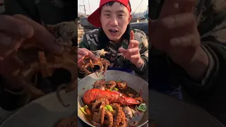 Chinese Mukbang ASMR, Eating Seafood (Octopus, Scallop, Giant Lobster Tail, King Crab）#962