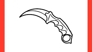 How to draw a KARAMBIT KNIFE from CS GO step by step / drawing knife from counter strike easy