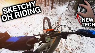 SKETCHY MTB DOWNHILL BIKE PARK RIDING & SKATEPARK TRICKS + ELECTRIC MOTOR BIKE! - Insta360 GO 2