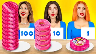 Desafio Alimentar: 100 camadas | Batalha 1vs100 Camadas de Chocolate! Mukbang por RATATA POWER