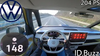 2023 VW ID.Buzz Pro (204 PS) POV Testdrive AUTOBAHN Beschleunigung & Topspeed