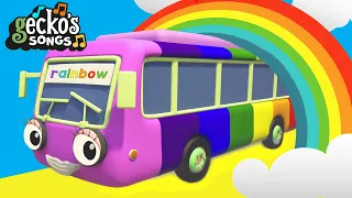 5 Rainbow Baby Buses Song | Nursery Rhymes & Kids Songs | Gecko's Garage | Bus Songs For Kids