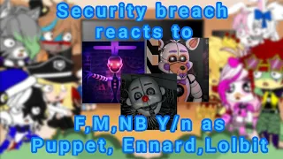 security breach reacts to Y/n's as Puppet, Ennard and Lolbit ||♧1/?♧||♡°•Jyugo-chan•°♡||