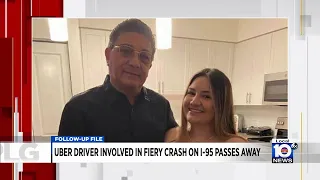 Uber driver hurt in fiery crash on I-95 has passed away