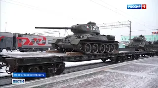 Эшелон с танками Т-34 из Лаоса в Новосибирске встречали семьями.